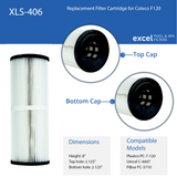XLS-406 Replacement Spa Filter Cartridge for Coleco F120. Also replaces Unicel C-4607, Pleatco PC-7-120, Filbur FC-3710