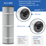 Hayward Star Clear Plus C900 and Waterway Clearwater II 100 Filter Cartridge. Replaces CX900RE, 817-100, PA-90, C-8409 | XLS-800 1PACK by Excel