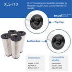 XLS-710 4 Pack Replacement Pool Filter Cartridges for Hayward C3020, C3025, C3030. Also replaces Hayward CX580XRE,  Unicel C-7483, Filbur FC-1225, Pleatco PA81