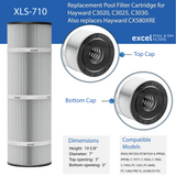 XLS-710 4 Pack Replacement Pool Filter Cartridges for Hayward C3020, C3025, C3030. Also replaces Hayward CX580XRE,  Unicel C-7483, Filbur FC-1225, Pleatco PA81