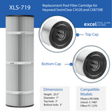XLS-719 4 Pack Replacement Filter for Hayward SwimClear C4520. Also replaces Hayward CX875RE,  Pleatco PA100N, Unicel C-7487, Filbur FC-1270 filters.