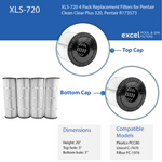 XLS-720 4 Pack Replacement Filter for Pentair Clean Clear Plus 320. Also replaces Pentair R173573, Pleatco PCC-80,  Unicel C-7470, Filbur FC-1976