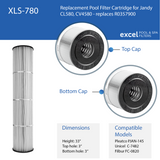XLS-780 4 Pack Replacement Filter for Jandy CL-580. Also replaces Jandy R0357900, Unicel C-7482, Filbur FC-0820, Pleatco PJAN-145