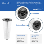XLS-801 Replacement Filter for Hayward Star Clear Plus C751, C7512. Also replaces Hayward CX760RE, Unicel C-8411, Filbur FC-1256, Pleatco PA-76