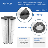 Jacuzzi Tri-Clops TC-600 (Oval) Compatible Replacement Pool Filter Cartridge | XLS-929 3PACK by Excel Filters