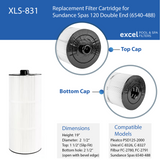 XLS-831 Replacement Pool Filter Cartridge for Sundance Spas 6540-488. Also replaces Unicel C-8326; Pleatco PSD125-2000; Filbur FC-2780