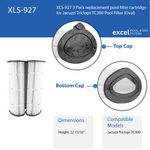 XLS-927 3 Pack Replacement Pool Filter Cartridge for Jacuzzi Triclops TC300 (Oval) Pool Filter