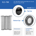 XLS-788 3 PACK Replacement Filters for Jacuzzi Round Tri-Clops TC-450. Also replaces Unicel C-7441, Filbur FC-1493, Pleatco PJC-147-M4
