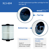 XLS-604 Replacement Spa Filter Cartridge for Artesian Spas 50. Also replaces Unicel 6CH-502, Pleatco PAS-50SV-F2M, Filbur FC-0311