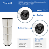 XLS-731 1 Pack Replacement Filter for Hayward EasyClear C550. Also replaces Hayward CX550RE,Unicel C-7455, Filbur FC-1245 , Pleatco PA55