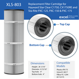 XLS-803 Replacement Filter For Hayward CX1750RE, Sta-Rite PXC-125 and PXC-150 Also replaces Unicel C-8417; Filbur FC1294; Pleatco PA175