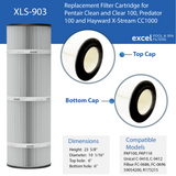 XLS-903 Replacement Filter for Clean and Clear 100 and Predator 100. Also replaces Unicel C-9410, Pleatco PAP100 Filbur FC-0686