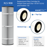 Pentair Clean & Clear 150 / Predator 150 sq. ft. Replacement Filter Cartridge – Replaces PAP150-4, C-9415 and FC-0687 | XLS-908 1PACK by Excel Filters